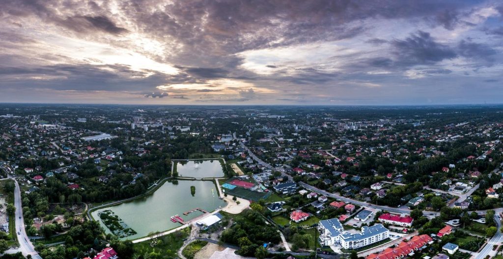 Panorama z góry na Grodzisk Mazowiecki